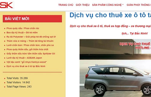 cho thuê xe ô tô ở bắc ninh