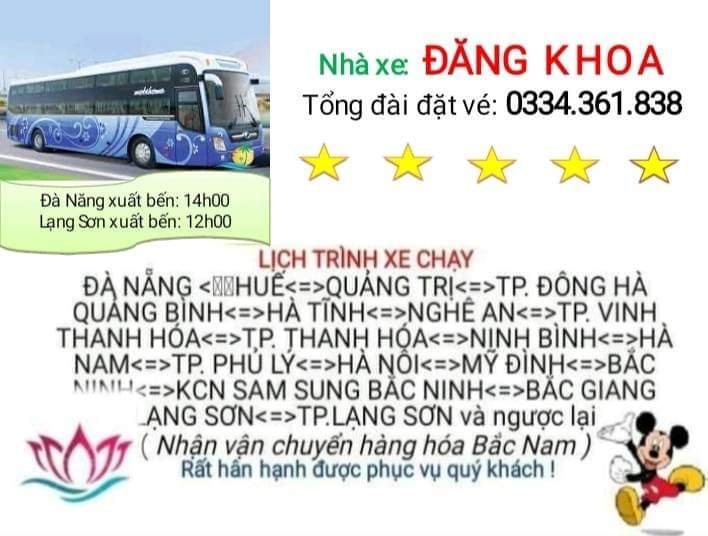 xe đăng khoa lạng sơn bắc giang bắc ninh huế đà nẵng